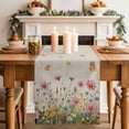 thumbnail image 2 of Table Runner 70 Inches Long for Kitchen Dining, Watercolor Flowers Dresser Scarf Farmhouse, Dining Table Decorations for Wedding/Parties, Spring Daisy Floral Butterflly Beige 13 x 70 In, 2 of 8