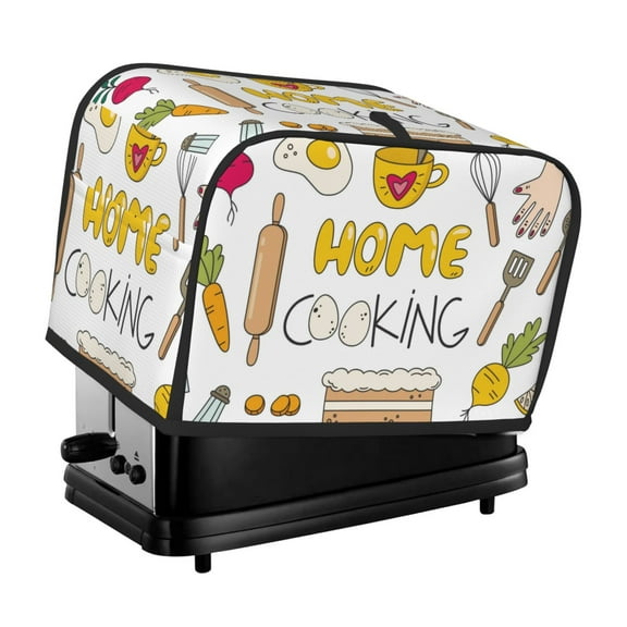 Rateoe Home Cooking Pattern Toaster Covers 2 Slice Wide Slot,Bread Machine Cover,Bread Dust Cover & Fingerprint Protection,Appliance Covers