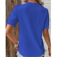thumbnail image 5 of DondPO Linen Shirts for Women Evening Blouses for Women Elegant Party Short Sleeves Plus Size Puff Sleeve Shirt Hollow V Neck Tunic Blouses Womens Summer Tops Linen Tops for Women Blue, 5 of 5
