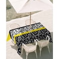 thumbnail image 3 of 60x120 Inch Outdoor Tablecloth with Umbrella Hole Zipper Rectangle Black Yellow Rectangular Tablecloths Outside Waterproof Garden Floral Stripe Aesthetic Flower Boho Patio Table Cover for Picnic, 3 of 8