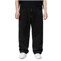 Qgtaibl Mens Jeans Casual Elastic Waist Wide Leg Denim Pants Loose Fit Work Pant Black (Men's 36)