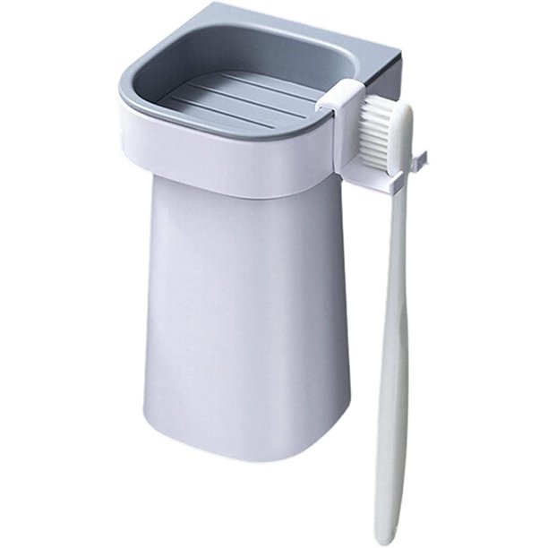 Soporte para cepillos de dientes montado en la pared - Soporte para cepillos de dientes montado en la pared con diseño de taza magnética que ahorra espacio - Organizador de accesorios de baño gris JAMW Sencillez