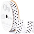 thumbnail image 2 of Offray Ribbon, White 5/8 inch Black Dots Grosgrain Ribbon, 9 feet, 2 of 8