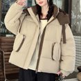 thumbnail image 5 of Womens Winter Jackets Stand Collar Front Zip Quilted Cardigan Thermal Thick Casual Cotton Outwear With Pockets (L, Black), 5 of 7
