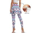thumbnail image 3 of SCRAWLGOD American Tribal Violet Blue Fashionable Yoga Golf Leggings with Skirt Polyester Spandex Washable Tennis Skorts High Waist Elastic Running Pants Workout Outfits, L, 3 of 7