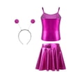 thumbnail image 2 of iiniim Alien Costume for Girls Metallic Dress Alien Holographic Cami Top with Pleated Skirts and Hair Hop Rose Red 10, 2 of 7