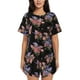 thumbnail image 1 of Fotbe Bouquet Conjunto de Pijama Estampado para Mujer, 2 Piezas, Ropa de Dormir con Camiseta de Manga Corta y Shorts Suaves-Large, 1 of 6