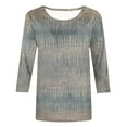 thumbnail image 3 of Baikeli Hauts pour Femmes Prime Chemises d'Été pour Femmes Hauts à Manches 3/4 Blouses Tendance à Col Rond Chandail Décontracté à Motif Imprimé T-Shirt Coupe Décontractée Hauts pour Femmes Tendance Manches 3/4, 3 of 4