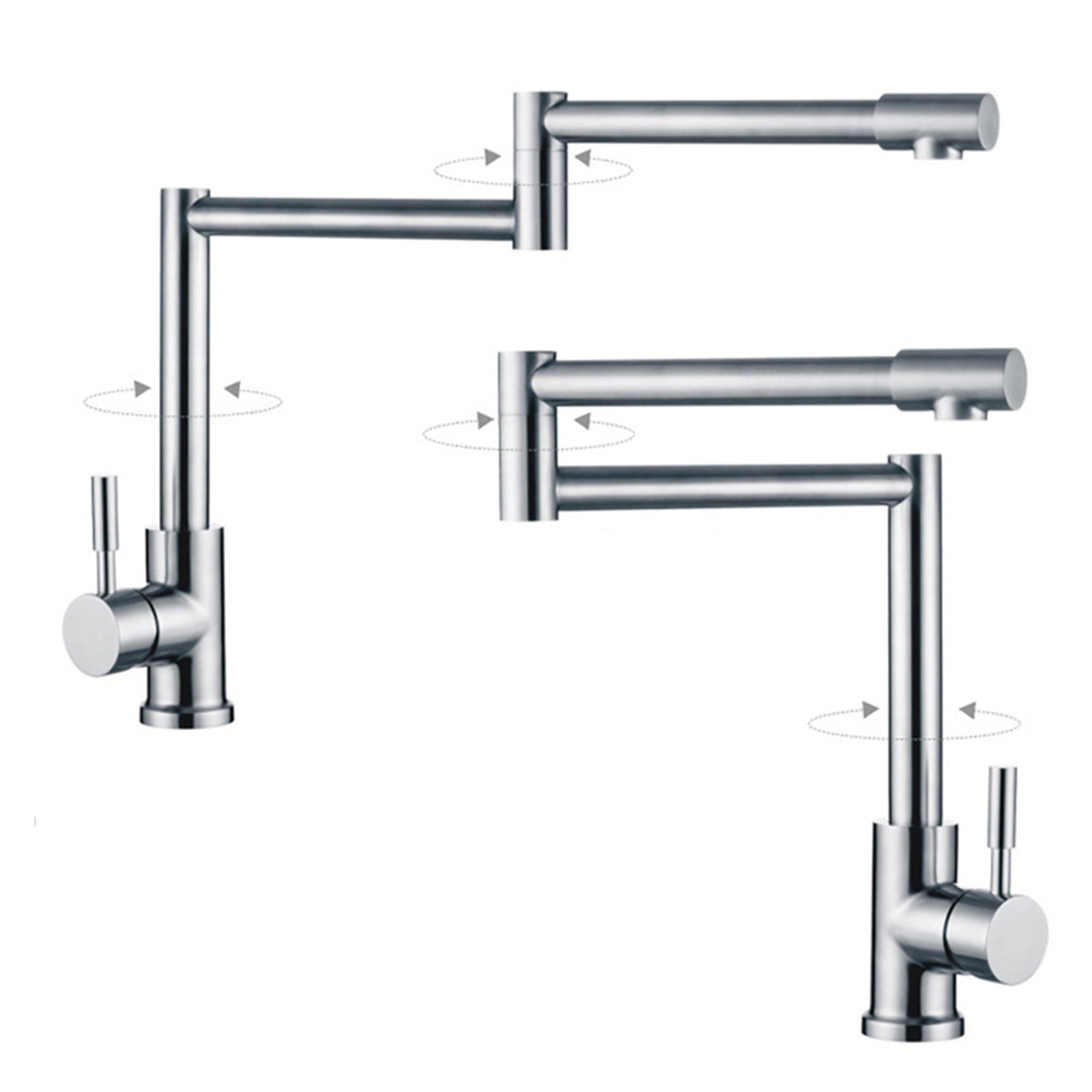 304 Stainless Steel Lead-free Folding Kitchen Faucet Mixer 360 Degree Swivel Single Handle Nickel Kitchen Sink Basin Taps ,Bar Laundry RV Farmhouse