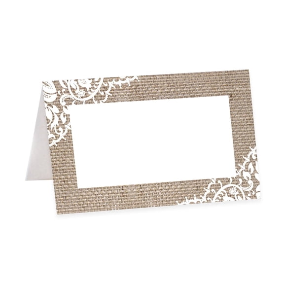 Koyal Wholesale Table Place Cards Rustic Burlap and Lace Wedding 56 Pack