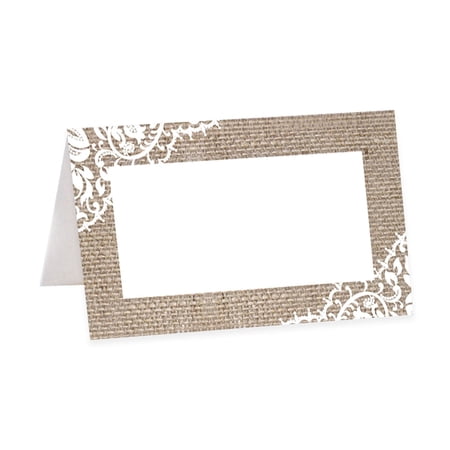 Koyal Wholesale Table Place Cards Rustic Burlap and Lace Wedding 56 Pack
