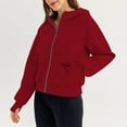 thumbnail image 3 of BangWanChi Trendy Queen Hoodie Women Casual Loose Hooded Long Sleeve Zipper Solid Cardigan Blouse Thumb Sleeve Hoodie Sweatshirt Tops With Pocket, 3 of 4