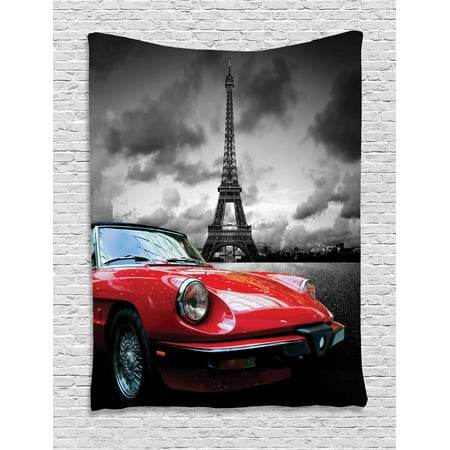 Red And Black Tapestry European Honeymoon Romantic City Paris Red And Black Tapestry European Honeymoon Romantic City Paris Eiffel Tower Italian Car Wall