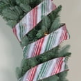 thumbnail image 2 of Northlight Red and Green Glitter Striped Christmas Wired Craft Ribbon 2.5" x 16 Yards, 2 of 3