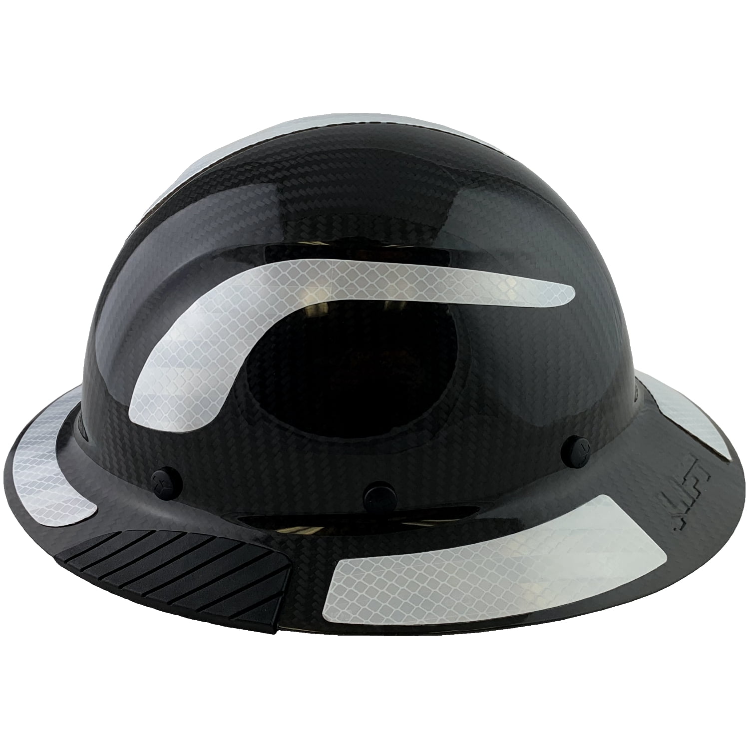 Lift Safety Helmet - Actual Carbon Fiber Full Brim Hard Hat - Glossy Black with White Reflective Decals with Hard Hat Tote Bag