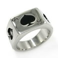 thumbnail image 2 of Mens Stainless Steel Ring, Poker Spade Ace, Black Silver #8, 2 of 8