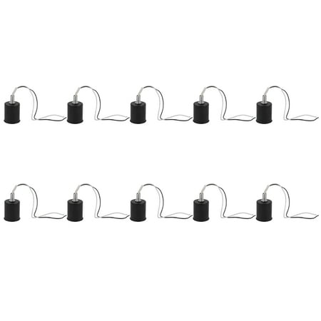 

10X E27 Ceramic Screw Base Round LED Light Bulb Lamp Socket Holder Adapter Metal Lamp Holder with Wire Black