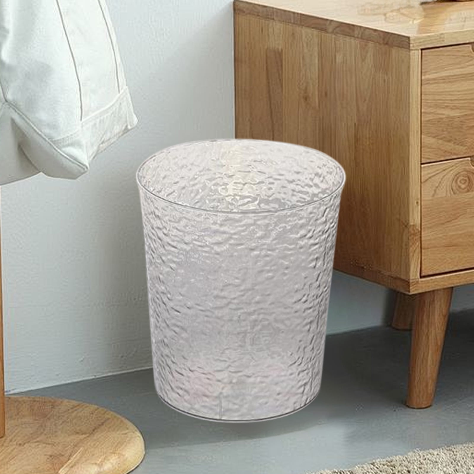 RBCKVXZ Household Vertical Striped Trash Can, 1.6 Gallon/6 L Garbage Can, Transparent Wastebasket, Bedroom Accessories, for Bathrooms, Laundry Room and Dorms (Clear)