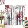 thumbnail image 3 of Rose Flower Curtains Retro Romantic Watercolor Floral Rose Red Pink White Living Room Bedroom Kitchen Rod Pocket Blackout Window Drapes 42x63in, 3 of 6