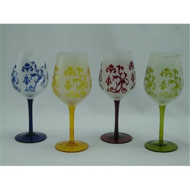 Three Star YJ12100 Vibrant Floral Design Wine Glass Set - 4 Piece