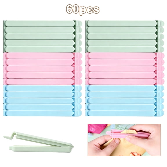 Fixparts 60pcs chip clips bag clips food clips,Reusable Plastic Sealing Clips for Kitchen Storage and Freshness