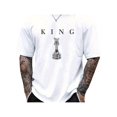 thumbnail image 1 of Men's 180GSM Cotton T-Shirt - Black Chess King Graphic Print, Casual Short Sleeve Round Neck Tee for Casual Attire, 1 of 7