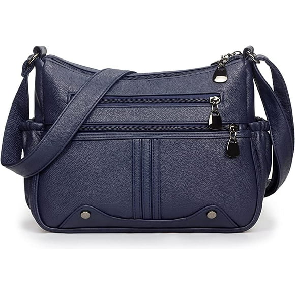 HEIBIN Sac à Bandoulière pour Femmes en Cuir PU Souple à Multiples Poches Sac Bandoulière Dames Moyen Spacieux Sacs à Main Mode Fourre-Tout Sac à Poignées Supérieures