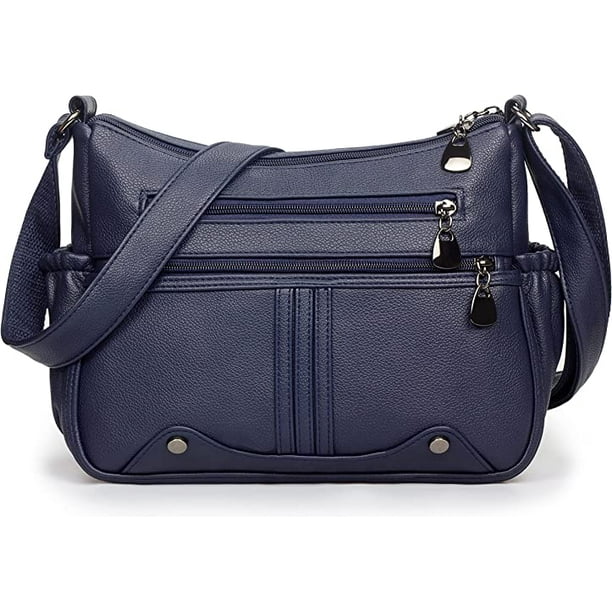 HEIBIN Women Soft PU Leather Shoulder Handbag Multi Pocket Crossbody ...