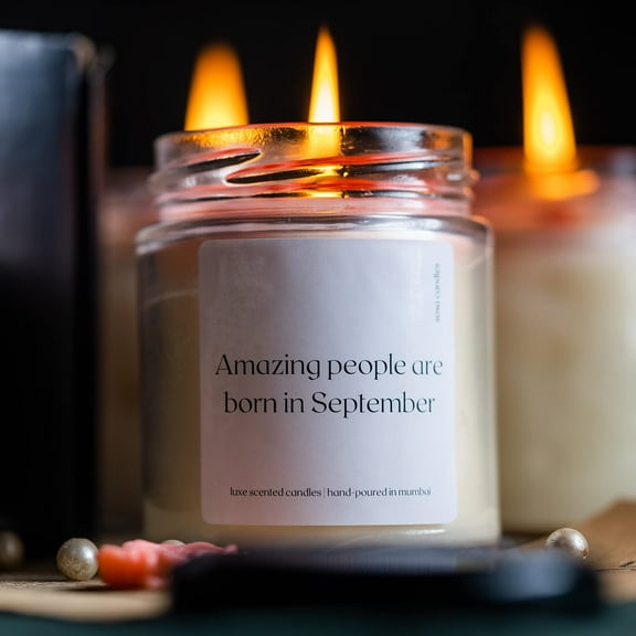 Amazing People Are Born In September | September Born Gifts | September Birthday Candle Gift Set | Candles For Home Decor | Happy Birthday Candle | Gift Ideas | Candle Gift Set | x1, White