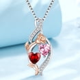 thumbnail image 3 of Taioiat Double Birthstone Necklaces for Women 18K Gold Plated Birthstone Rose Flower Jewelry Anniversary Valentines Day Mother's Day Birthday Gifts for Her Wife Girlfriend Mom, 3 of 7