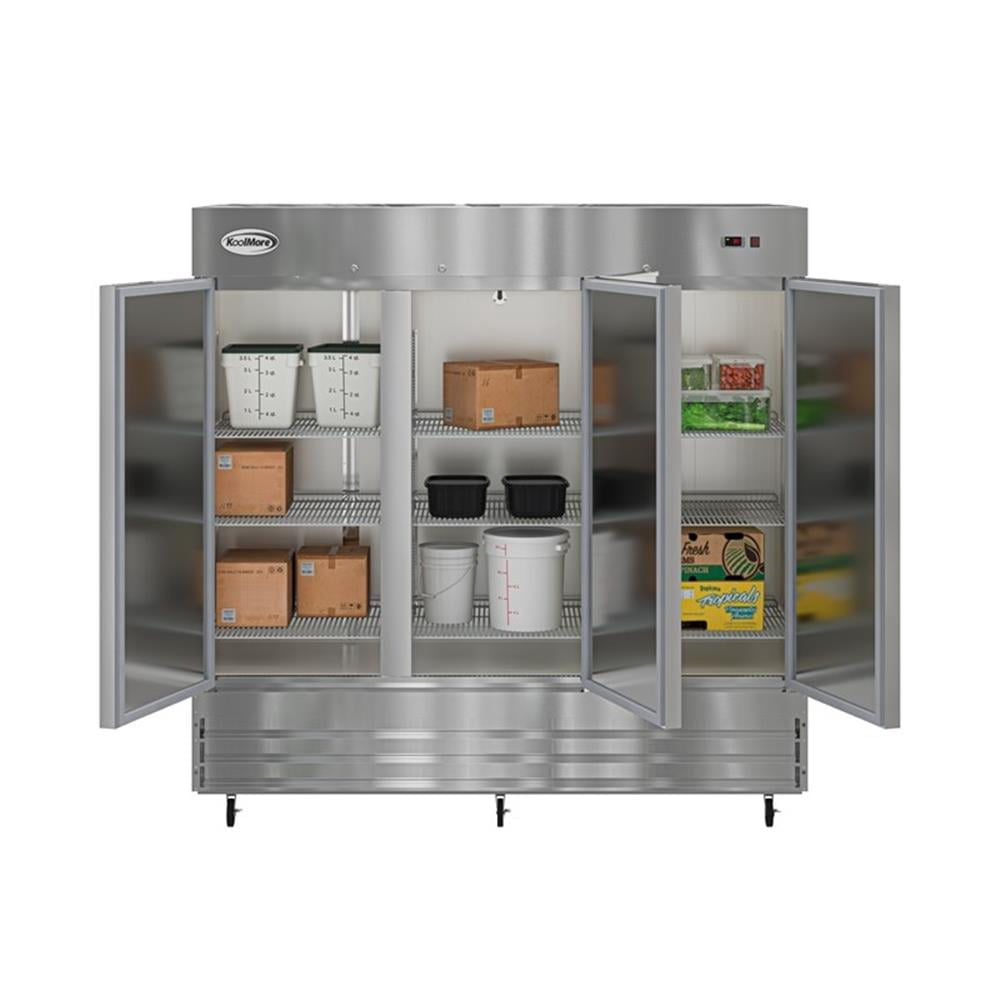 Pemberly Row 80" 3 Door Commercial Reach In Refrigerator 72 cu. ft. in Silver