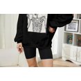 thumbnail image 6 of Meladyan Halloween Skull Graphic Print Fleece Oversized Sweatshirt Crewneck Long Sleeve Drop Shoulder Pullover, 6 of 10
