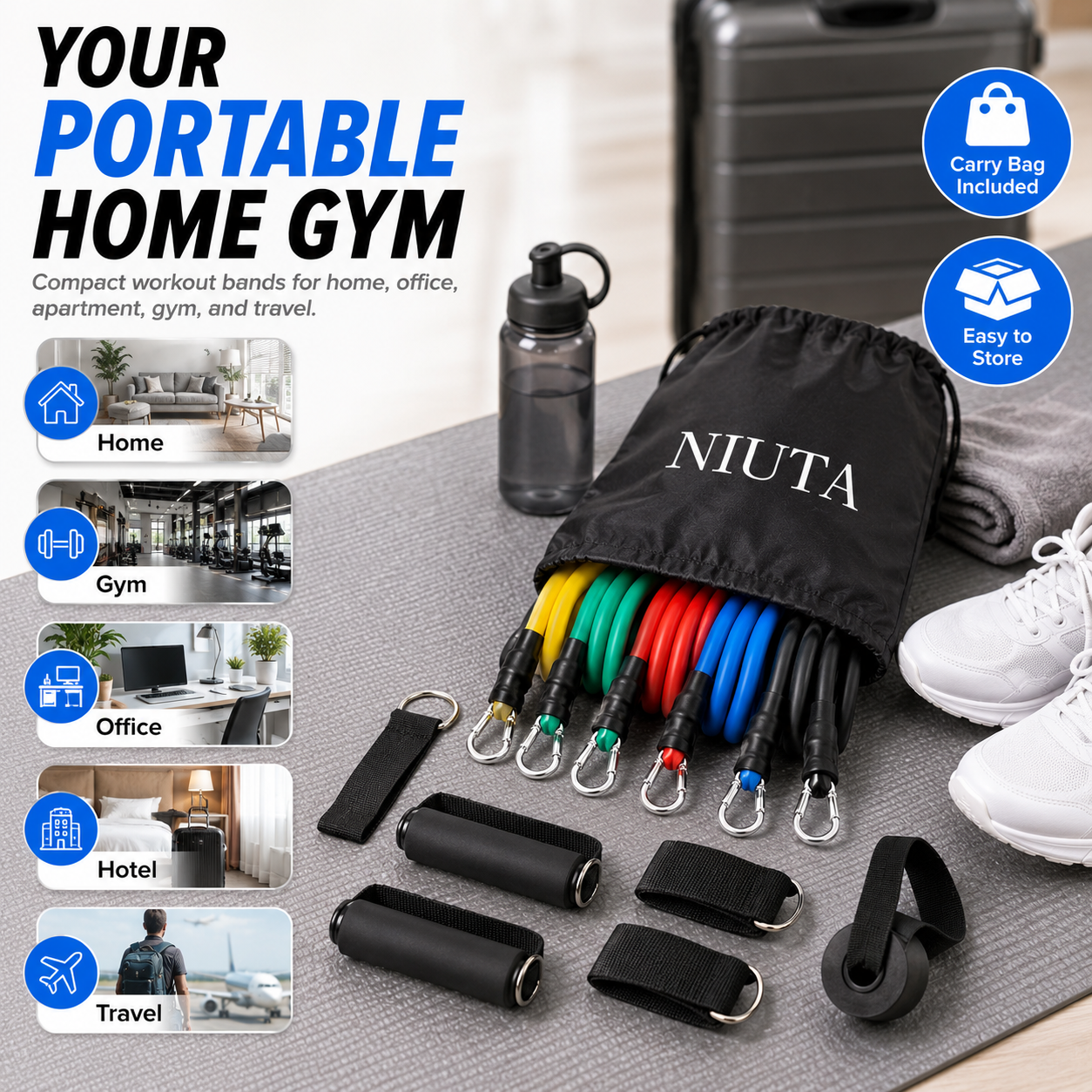 NIUTA 150 lbs Resistance Bands Set (11-Piece) photo 5