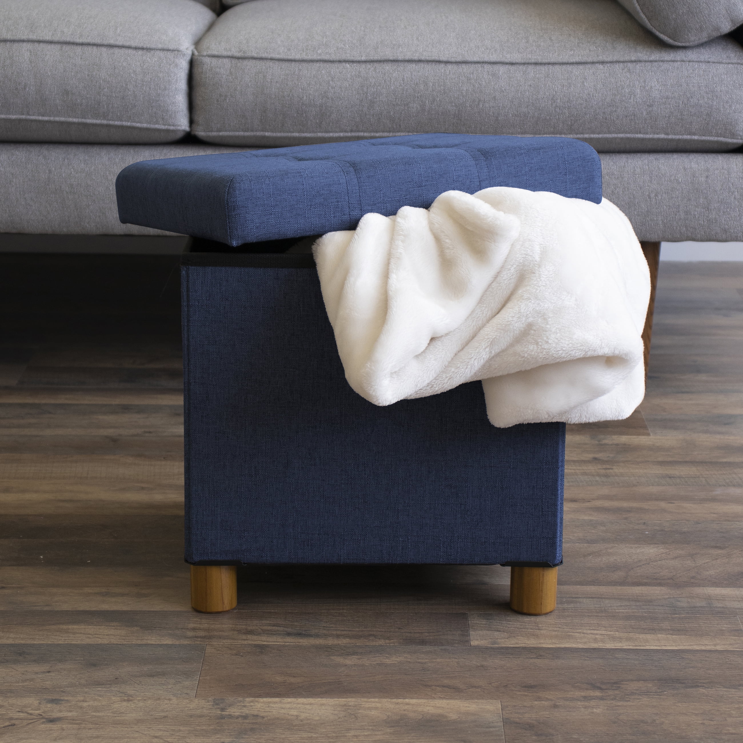 Humble Crew Malone Collapsible Cube Storage Ottoman Foot Stool with