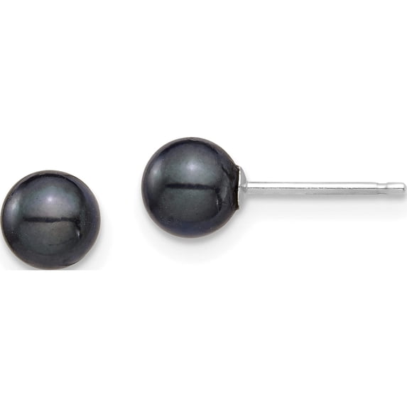 14K White Gold 5-6mm Round Black Saltwater Akoya Earrings Made In Canada xfw689e