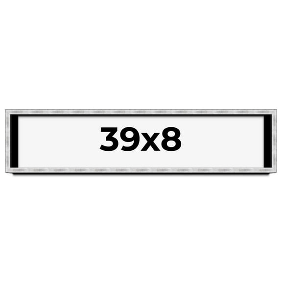 39x8 Frame Brushed Silver Solid Wood Picture Frame | 0.75 Inch Moulding Width | Rabbet Depth 0.75