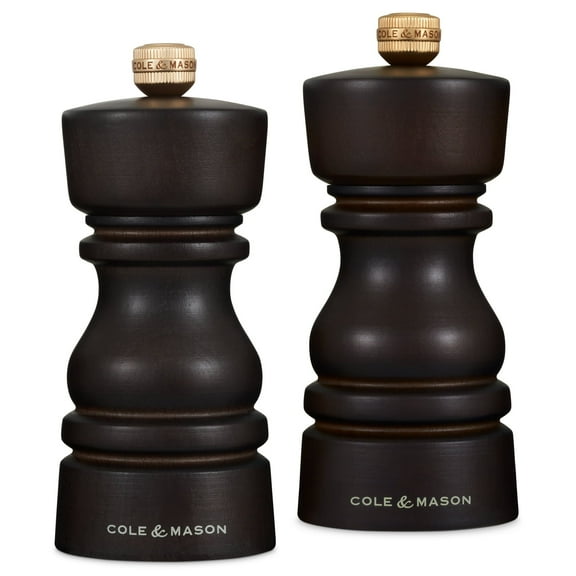 Cole & Mason London Chocolate Wood Salt and Pepper Mill Set, 130mm, Precision  Carbon/Ceramic Mechanisms, Salt and Pepper Grinders with Adjustable Grind, Beech Wood, Gift Set