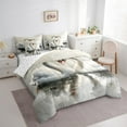 thumbnail image 4 of Feelyou Couple White Swan Twin Bedding Sets 7-Piece, Valentines Day Animal Bedding Comforter Set, Oil Printing Art Reversible Sheet Sets, Lightweight Room Decor, 4 of 9
