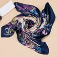 thumbnail image 3 of Cheers.US Women 90x90cm Square Towel Imitated Silk Fabric Women Flower Print Head Wrap Scarf Wrapping Scarves Night Sleeping Head Scarf, 3 of 7