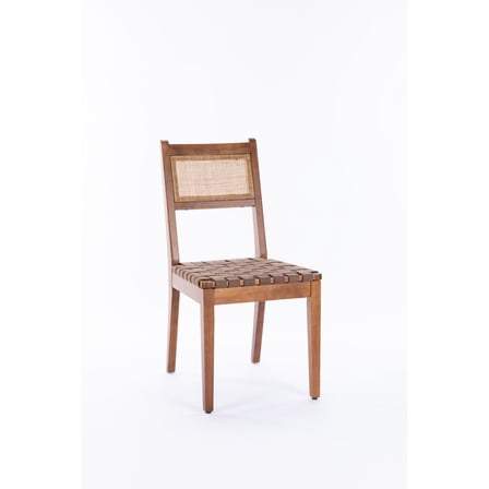 Rattan Leather Woven Strips Kitchen Dining chair,Living Room Side Chairs 18 Inch K/D set of 2
