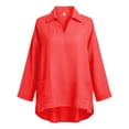 thumbnail image 3 of Women's Tops, Tees & Blouses Three Quarter Sleeve Plus Size Button Down Loose Casual Blouse Cute Summer Tops, 3 of 6