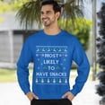 thumbnail image 3 of Funny Christmas Sweatshirt, Most Likely To Have Snacks Ugly Christmas Sweater, Text Xmas Sweater, 3 of 5