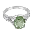 thumbnail image 3 of Mauli Jewels Rings for Women 2.46 Carat Oval Cut Green Amethyst and Diamond Antique Ring 4-Prong 10K White Gold, 3 of 6