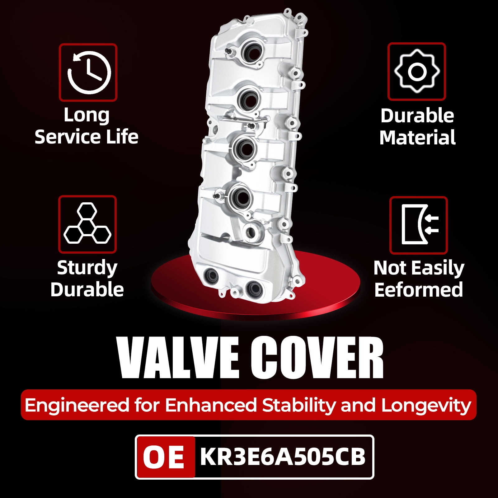 MITZONE Aluminum Valve Cover Compatible with Ford 2015-2021 5.2L Engines 2011-2017 5.0L Engines Left driver side