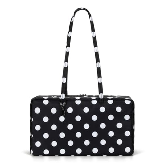 Women Nylon Wave Point Large Capacity Tote Bag Polka Dot Handbag Versatile Underarm Tote Bag For Shopping Work & Daily Use (Black)