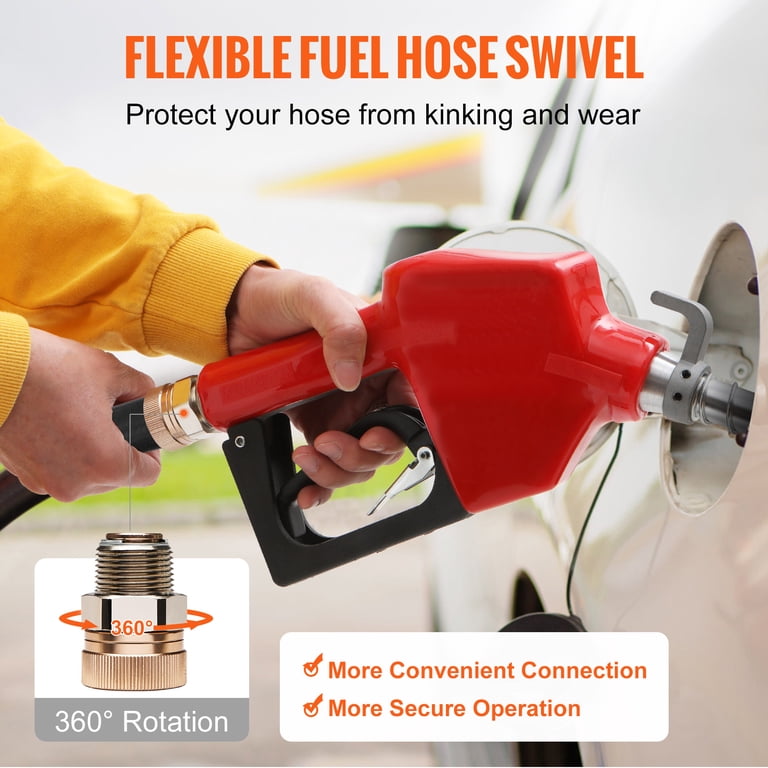 Fuel Gas Reverse Thread Gas Pump Gas Handle VEVOR Automatic Fuel Nozzle, 3/4