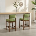 thumbnail image 4 of Guyou Counter Height Bar Stool Set of 2, Velvet Upholstered Kitchen Island Chairs, Modern Farmhouse Wooden Bar Stools for Dining Room Kitchen, Green, 4 of 11