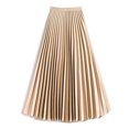 thumbnail image 6 of Joernso Women Midi Skirt Elastic High Waist Satin Pleated Skirt Solid Color Long Skirt Work Leisure Daily Wear, 6 of 8
