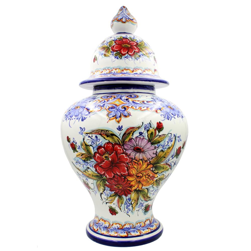 Handpainted Decorative Traditional Portuguese Ceramic Large Vase With