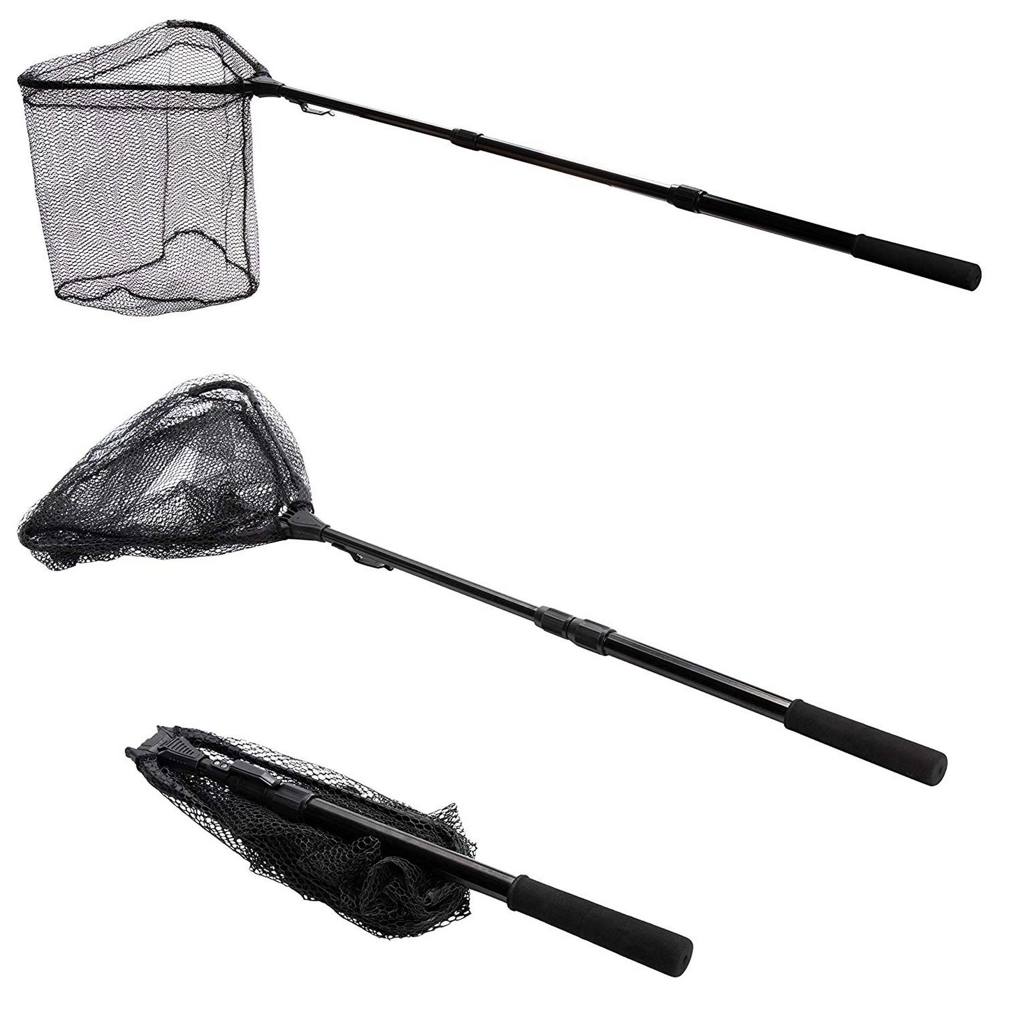 Juvale Fishing Net with Telescopic Foldable Extendable Pole Catch and Release Friendly Length Extends to 42.5 Inches
